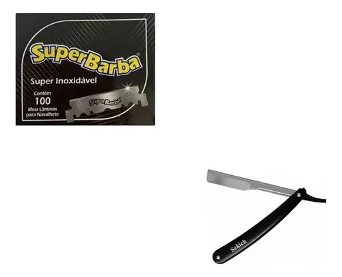 Kit Barbear 100 Meias Lâminas Superbarba+1 Navalhete Sekich