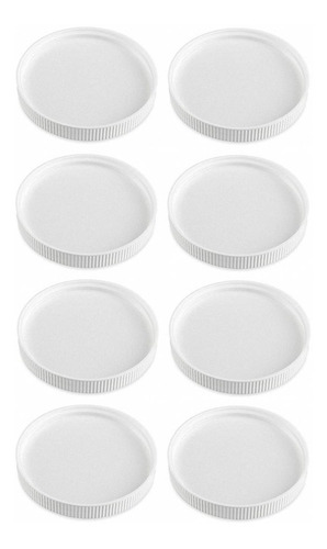 8 Tapas De Plastico Blancas De 1.2 Cm De Altura, Para Frascos Mason Jar Ball Boca Regular