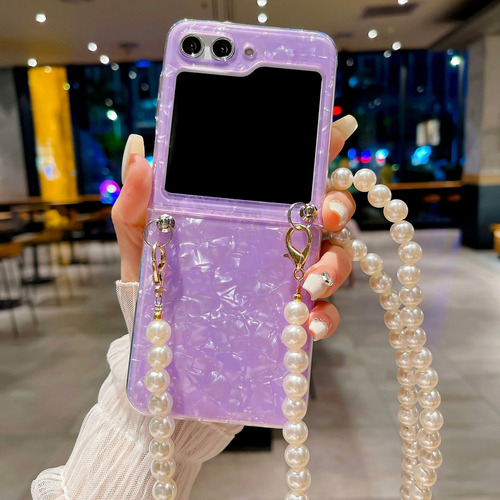 For Samsung Z Flip 5 Funda Cadena De Perlas De Colores