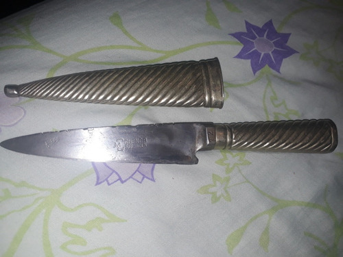Cuchillo Antiguo Cuenca Solingen Alpaca Cuño Platero 12cm