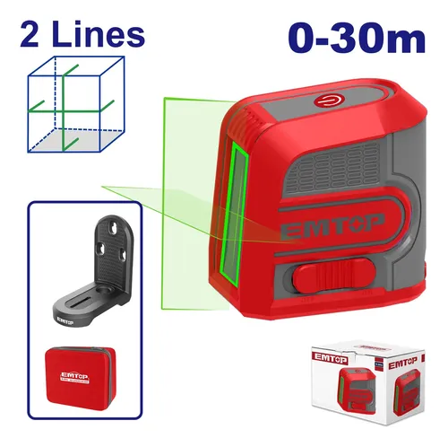 Nivel Laser Verde 30mt - 2 Lineas Top Value Emtop Esle2m03