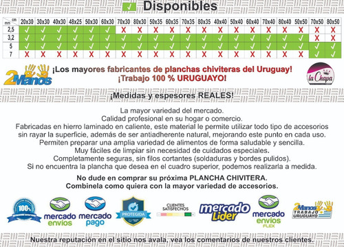 Imagen 8 de 10 de Plancha Chivitera 50x50 3,2 Mm Chapa Laminada 4 Hornallas