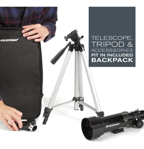 Telescopio Refractor Celestron 21035, 70 Mm, Negro, C/ Bolso
