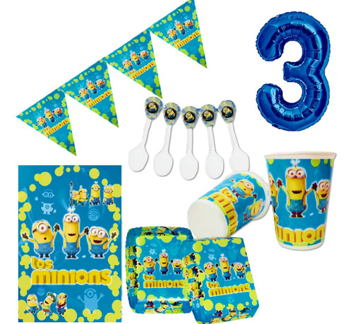 Set Kit Decoracion Minion  X12 Niños + Obsequio