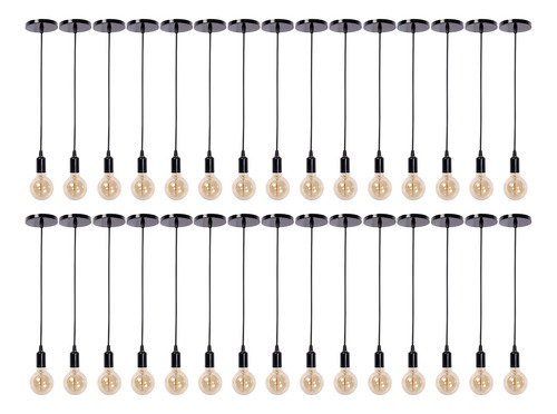 Kit 30 Pendente Fio Cabo Vintage Retrô Industrial Preto