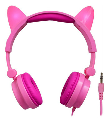 Fone De Ouvido Cat Ear Led Ar31 Stereo Rosa