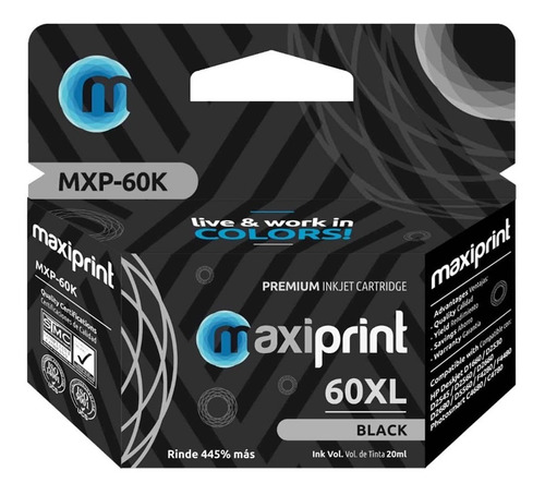 Cartucho Compatible Hp 60xl Negro Cc641wn Alto Rendimiento