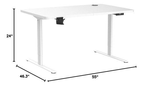Escritorio Ajustable 55 Con Soporte Y Gancho, Blanco