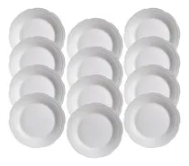 Comprar 12 Platos Blancos Porcelana De Postre Vajilla Tsuji 1800
