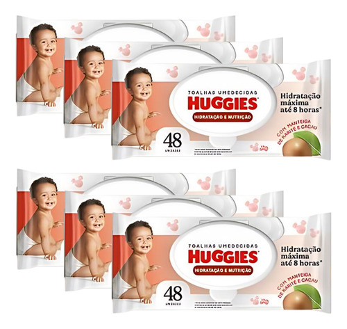 Kit 6x Lenço Umedecida Huggies Hidratação E Nutrição 48un