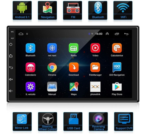 Autoestereo Wifi Gps Android 9.1 2din Pantalla Templada 2.5d