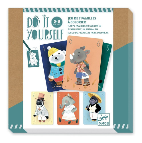 Cartas 7 Familias Para Colorear Djeco - Do It Yourself