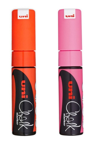 Marcadores De Tiza Uni Chalk Naranja Flúo Y Rosa Flúo 