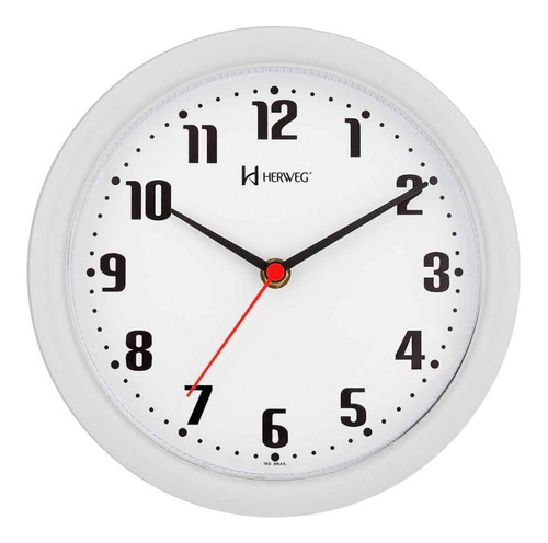 Reloj De Pared Analógico Herweg Redondo Blanco