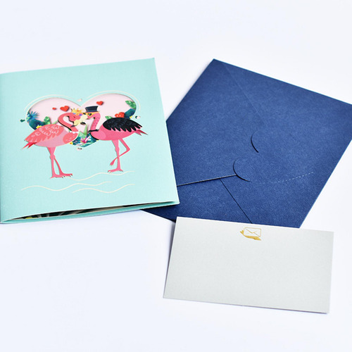 Cartões De Dia Dos Namorados Cartão Pop-up Flamingos