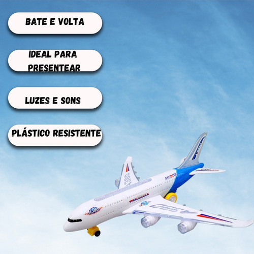 Avião Com Luz Movimento E Música Brinquedo Cor Branco