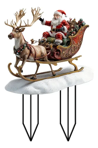 El Jardín De Papá Noel Montado En Un Reno, Regalo, Pile Gro