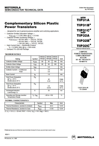Transistor M9806 / Tip31b Transistor Af Npn Motorola