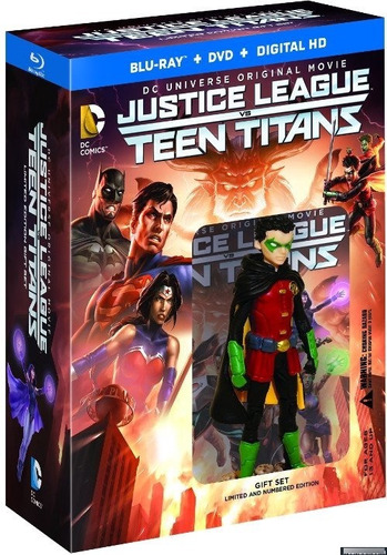 Dc Justice League Vs Teen Titans Blu-ray + Dvd + Figura Set