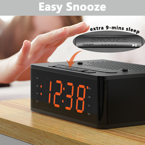 Reloj Despertador Digital Radio Fm Led Con Bocina Bluetooth 12h/24h Decor Hogar