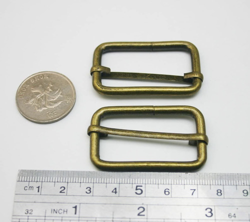 Genérico Metal Bronce Retangular Hebilla 1,5 x 0,8 Dentr