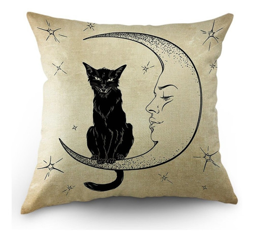 Moslion Cats Moon Throw Pillow Cover Pillow Case Black Cat S