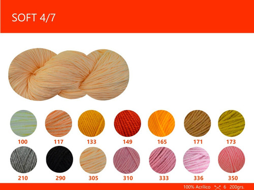 Imagen 2 de 8 de Hilado Soft 4/7 Nube X 200 Gr. Por Color