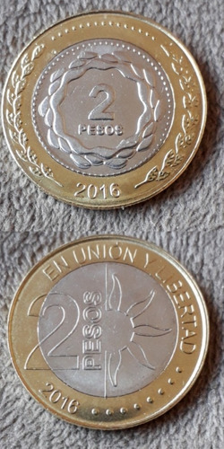 2 Monedas De Argentina Sin Circular Año 2016