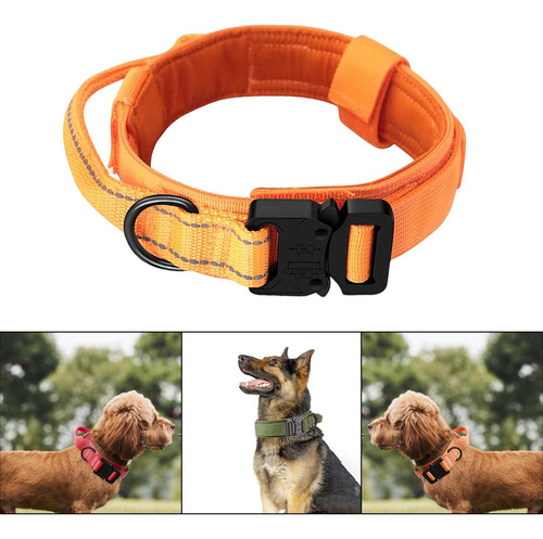 Collar De Perro Duradero Con Mango De Control De Xl Naranja