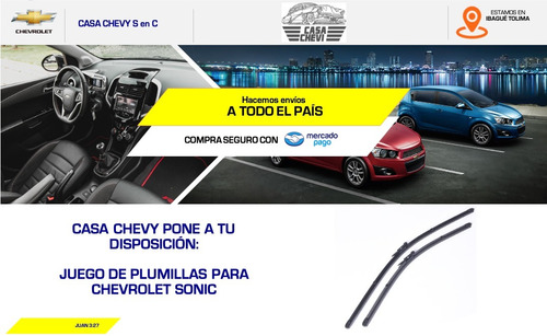 Plumillas Limpiabrisas Para Chevrolet Sonic 26'' Y 15''