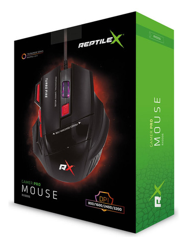 Mouse Gamer 7 Botones 3200 Dpi + Turbo Fire Reptilex Rx0006