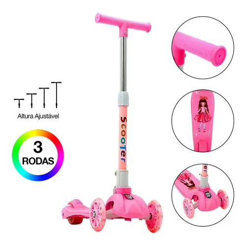 Patinete De 3 Ruedas Habib Gruppe Con Ruedas LED Luminosas, Plegable Y Con 4 Alturas Regulables Para Niños De 3 A 8 Años – 4 Colores