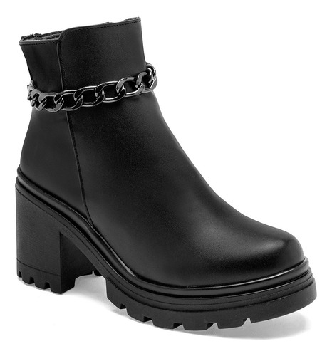 Bota Con Cadena Para Mujer Vitalia 6803, Color Negro Ce D7