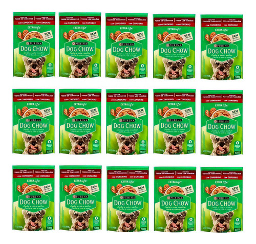 Kit 15 Sachê Dog Chow Cães Adultos Cordeiro - 100g