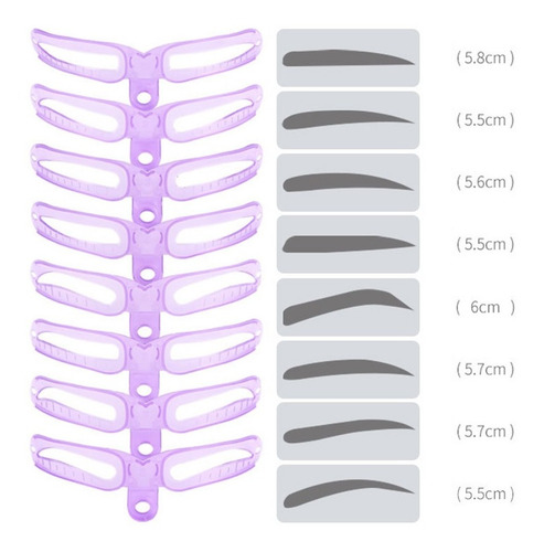 Imagen 3 de 5 de Plantilla Para Diseño De Cejas, 8 Diseños En 1 Set