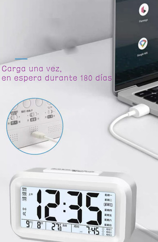 Reloj Despertador Con Pantalla Led, Fecha Y Temperatura