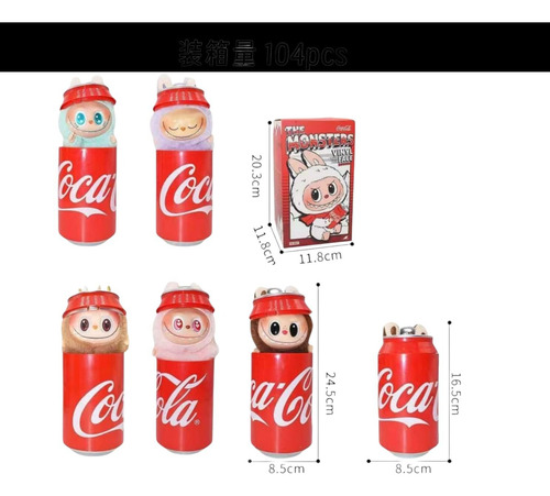 Peluche Labubu Coca Cola Llavero Sorpresa X1 Lata Secreto Lata Coca Cola
