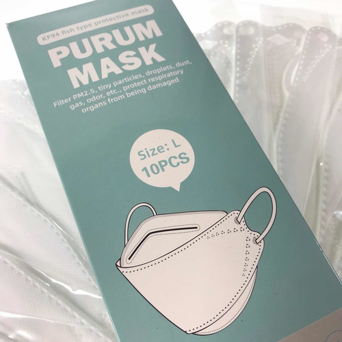 Imagen 2 de 8 de Cubrebocas Kf94 3d Mascarillas Purum 94% Filtración 10pzs
