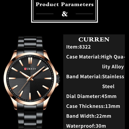 Moda Hombre Simple Reloj Con Correa De Acero /