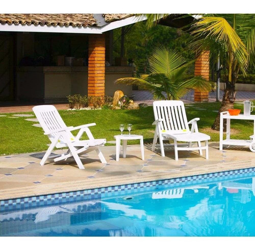 Espreguiçadeira Piscina Praia Dobrável Branca 3 Posições