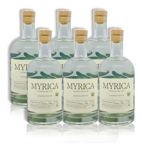 Gin Artesanal Myrica London Dry Quadruple Destilado X6 750ml