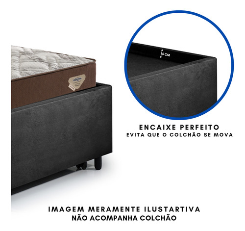 Bicama Box Viúva 120x203 Suede Preto Cama inHouse