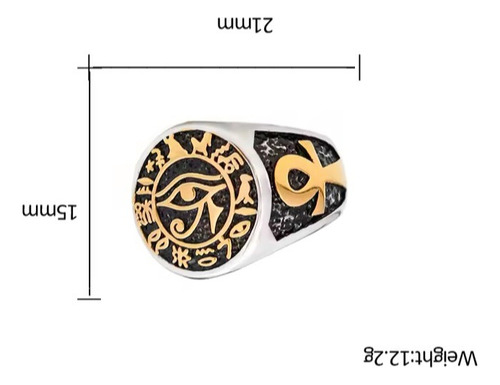 Anillo Ojo Horus/cruz Ankh Titanium Protección Brujeria