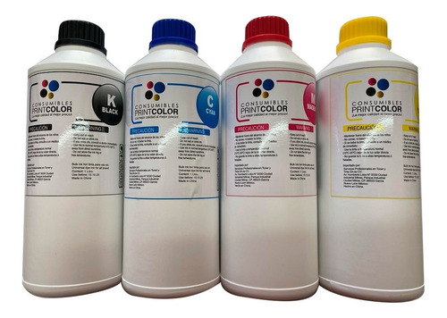 Imagen 1 de 5 de Pack 4 Litro Tinta Dye Para Impresora Epson Canon Lexmark