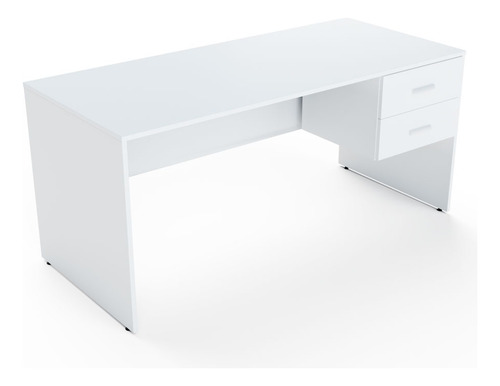 Mesa Escritorio Oficina + Cajonera Melamina - Piani 21 120cm Color Blanco