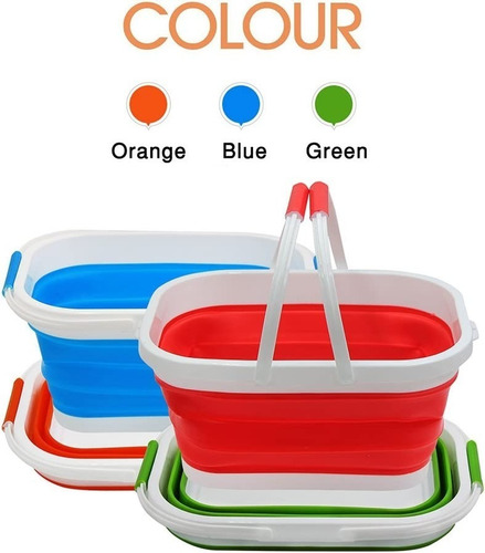 Balde Canasta De Silicona Plegable 12l Doble Manija Portátil