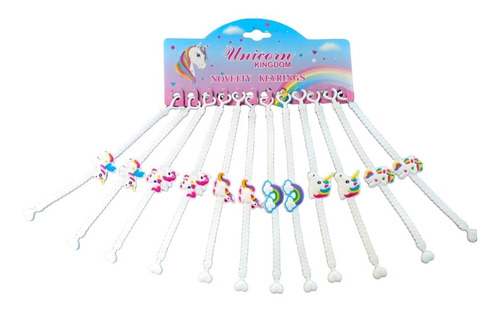 12 Pulseras Infantiles De Silicona Unicornio En Blister