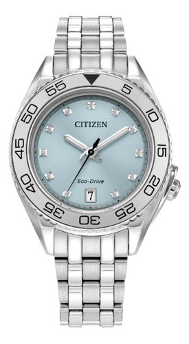 Citizen Carson 11 Diamantes Azul Fe6161-54l ....... Dcmstore Color de la correa Plateado Color del bisel Plateado Color del fondo Azul claro