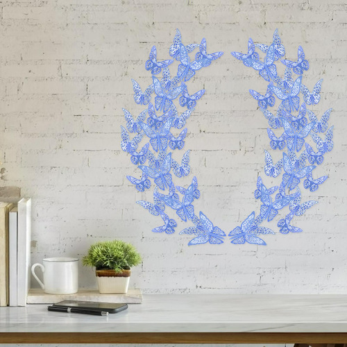 36 Unids Butterfies Etiqueta De La Pared Tridimensional Azul