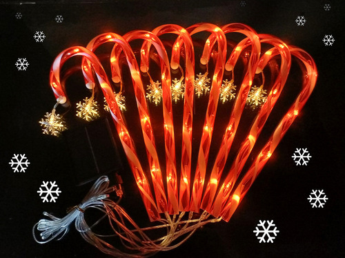 8 Luces Led Navideñas Tipo Bastón De Nieve Con 8 Modos